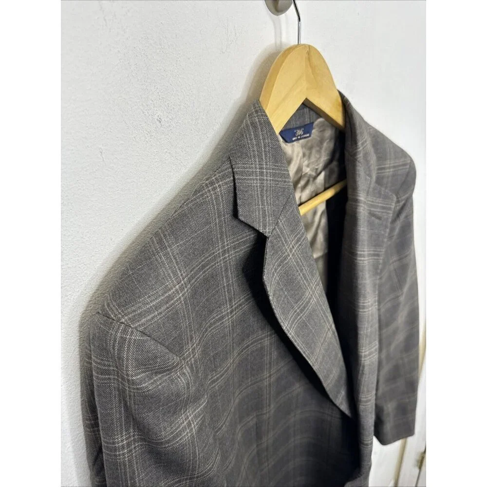 Brooks Brothers‎ 346 Men 42 R Check Gray Blazer Sports Coat Regent Fit